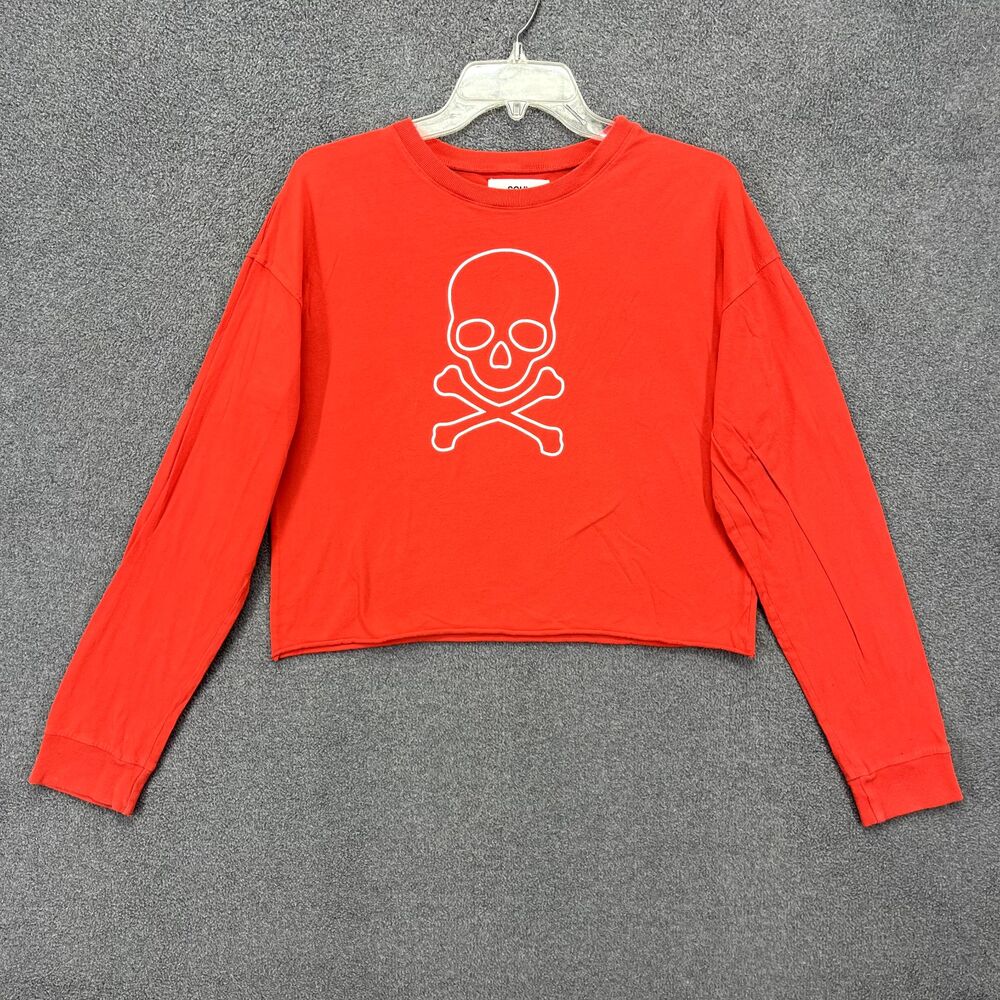 Soul Cycle Sweatshirt Woemns Small Red Skull Crop Top Y2K Los Angeles Crewneck